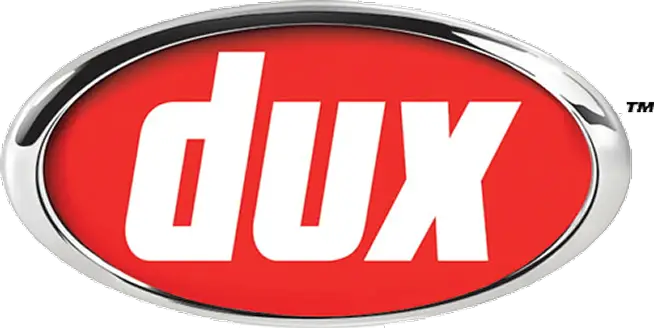 Dux logo in red oval