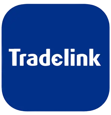 Tradelink logo in blue and white