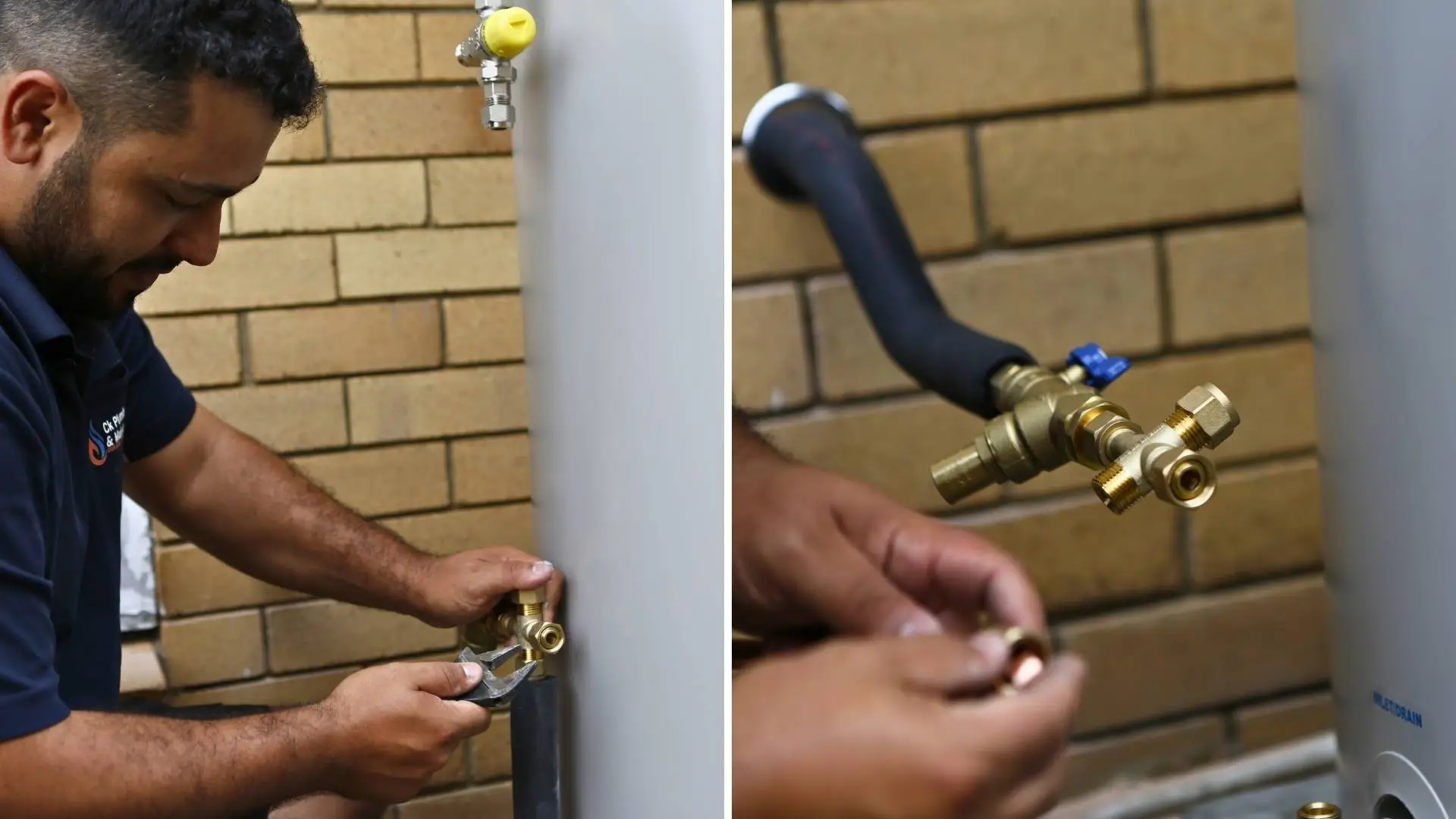 Plumber fixing valve on hot water system